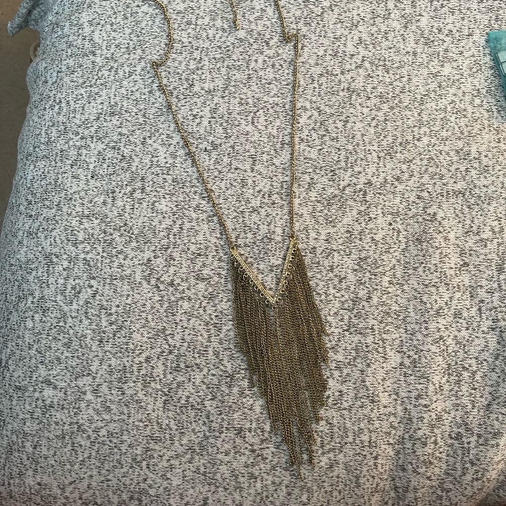 Gold tassel statement necklace